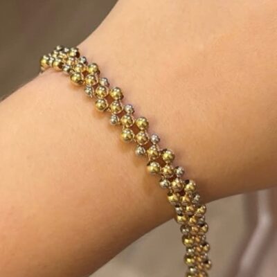 دستبند بابل سه رج سه رنگ 3/84 گرمی (ثبت سفارش این محصول بدون هماهنگی قبلی با واتساپ پشتیبانی 09001015533 موجه نمی باشد)