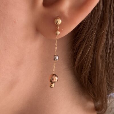 گوشواره گوی سه رنگ 1/10 گرمی